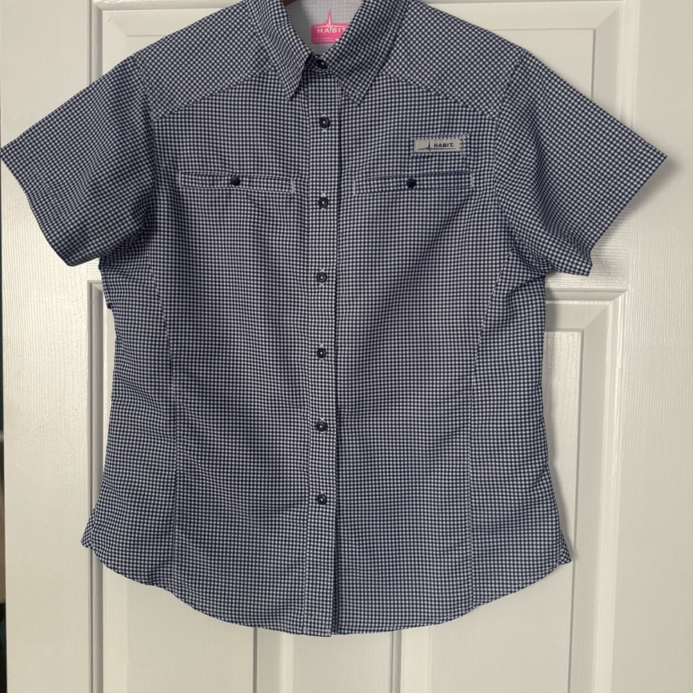 Elegant Navy Checkered Button Down Shirt